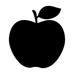 Bold Silhouette of a Crisp and Healthy Apple with Leaf and Stem