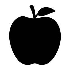 A Solid Black Apple Silhouette Depicting Simplicity and Nutritional Fruit Value