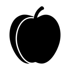 Simple Black Apple Silhouette with Stem and Defining Line for Graphic Design