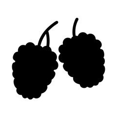 Silhouette illustration of two mulberries, ripe, fresh, and ready to eat