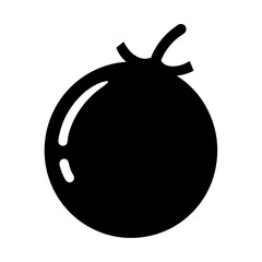 A simple black and white drawing of a round, unknown fruit