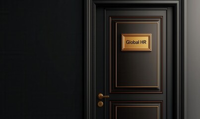 Office Door Featuring Global HR Sign, Designed in a 3D Style With High Detail
