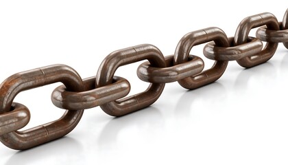 Obraz premium Rusty metal chain against white background