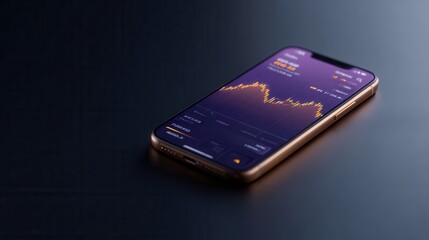 Stock Market Analysis on a Smartphone Displaying Trading Data Trends