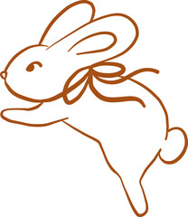 Doodle Style Jumping Bunny With Ribbon Scarf