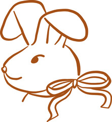 Doodle Style Bunny Head With Ribbon Bow