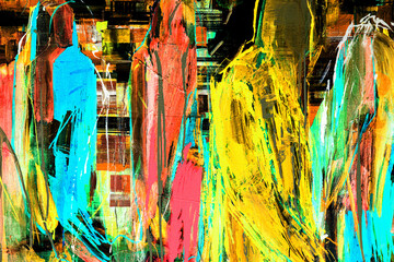 Fragment from painted canvas texture