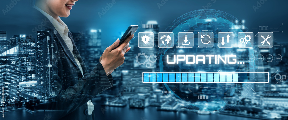Poster knowledge upgrade and software updates support digital skills growth, competitiveness, and continuou
