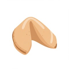 Light Brown Fortune Cookie on White Background