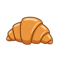 Golden Brown Croissant Illustration on White Background