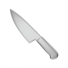 Silver Chef's Knife on White Background