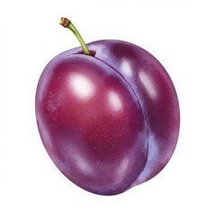 Ripe Purple Plum Closeup Illustration