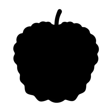 Silhouette of a fruit with a textured exterior and small stem