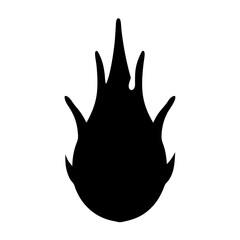 Monochrome Silhouette Depiction of a Dragon Fruit with Spiky Projections