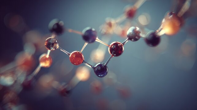 Exploring the Structure of a Molecular Chain With Colorful Spheres Highlighting the Connections in a Scientific Illustration - Powered by Adobe