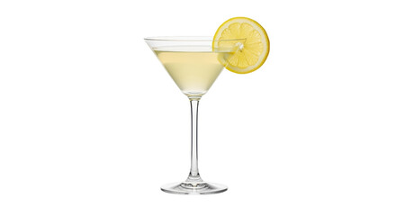 Isolated cocktail glass with lemon slice, alcoholic beverage for party or celebration