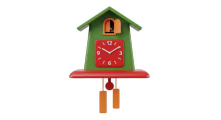 Isolated traditional cuckoo clock, vintage time-keeping with numerals, wood-carved design
