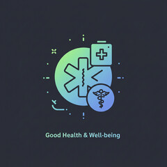 Medical symbols including the Star of Life and Caduceus, combined with a plus sign, in a gradient color scheme.