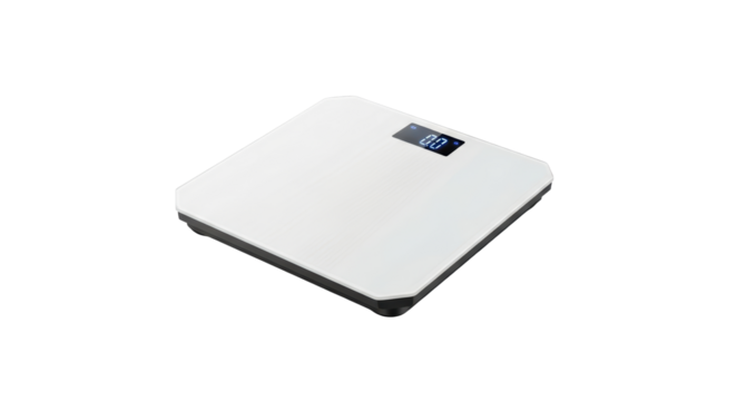 Isolated bathroom scale with digital display for weight measurement, health and home use