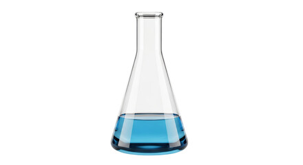 Isolated Erlenmeyer flask with blue liquid chemical compound in laboratory glassware