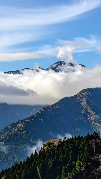 Mountainous landscape with clouds