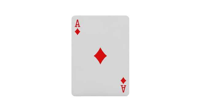 Isolated Ace of Diamonds playing card, gambling or poker symbol, game and luck concept