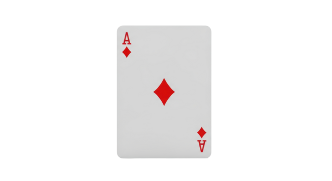 Isolated Ace of Diamonds playing card, gambling or poker symbol, game and luck concept