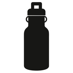 Black Water Bottle Silhouette on White Background