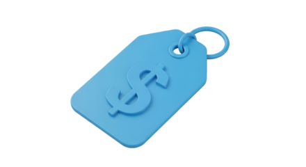 Isolated light blue price tag showing dollar symbol for online shopping and e-commerce
