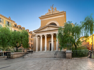 Obraz premium Nice, France: Church of St. John the Baptist on Place de Veau and Rue Alfred Mortier