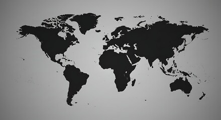 World map silhouette on gray background for travel and exploration.