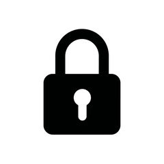 Black Padlock Icon Representing Digital Security and Data Privacy with a Modern, Minimalist Design and Sharp Outline for Web and Application Interfaces