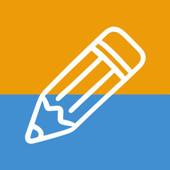 Simple pencil icon design on a split-color background, perfect for illustrating creativity and editing