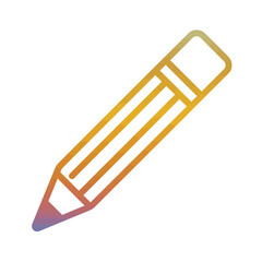 Vector graphic of a minimalist pencil icon with a colorful gradient. Thin line art symbol for creativity, education, and design