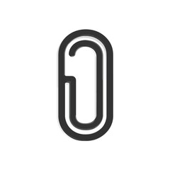 Isolated paperclip attachment icon with a modern, minimalist design. Simple black and white vector graphic for office supply and document organization concepts