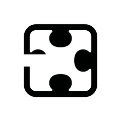 Sleek modern abstract puzzle piece icon with clean lines, minimalist aesthetic, ideal for game development, app interfaces, or collaborative concepts, symbolizing connection and integration
