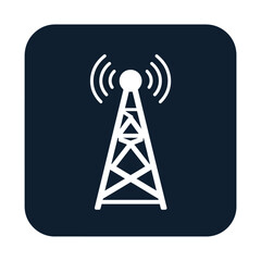Radio tower symbol representing communication and technology, a modern communication tower icon for broadcasting and networking
