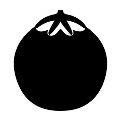 Stylized Monochrome Silhouette of a Tomato with Detailed Sepals Design