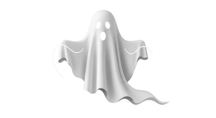 Isolated Halloween ghost with round eye holes floating ready to scare for celebration