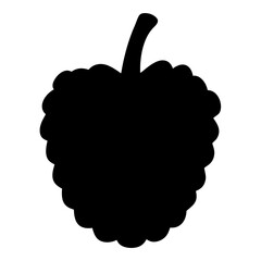 Silhouette of a Mulberry Fruit with Stem on a White Background