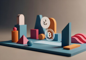 Geometric Shapes Featuring Bitcoin Logo