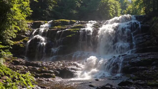 graphic Shot of Water Falling and Cascading Down Cascade Falls Located in State Park