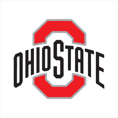 Ohio State University Logo Vector Design,Classic Ohio State Emblem Illustration,Red and Gray Ohio State Symbol Graphic,College Sports Team Ohio State Logo,Ohio State Athletic Logo Artwork