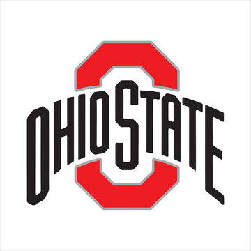 Ohio State University Logo Vector Design,Classic Ohio State Emblem Illustration,Red and Gray Ohio State Symbol Graphic,College Sports Team Ohio State Logo,Ohio State Athletic Logo Artwork