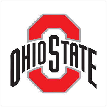 Ohio State University Logo Vector Design,Classic Ohio State Emblem Illustration,Red and Gray Ohio State Symbol Graphic,College Sports Team Ohio State Logo,Ohio State Athletic Logo Artwork