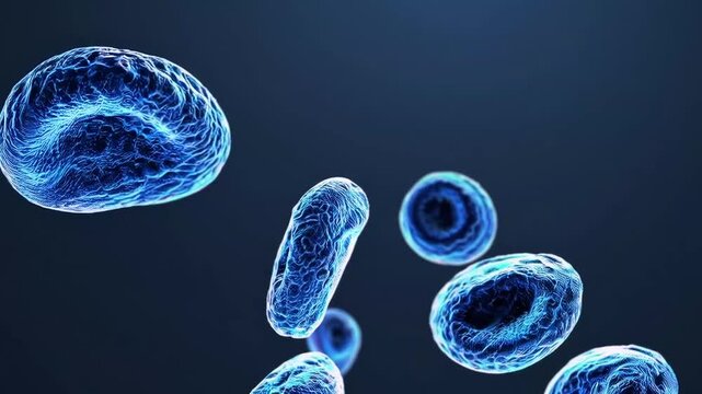 3D Rendered Illustration of Blue Candida Auris Fungal Cells