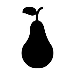 Silhouette of a classic pear with a leaf on a white background