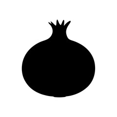 A Simple Silhouette of a Pomegranate Fruit Isolated on White Background