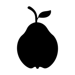 Simple Black and White Silhouette of a Pear Fruit with Stem