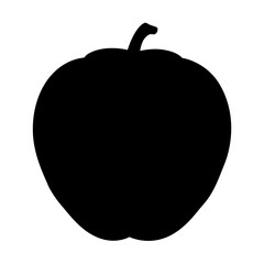Black silhouette of a fresh and delicious apple with a stem